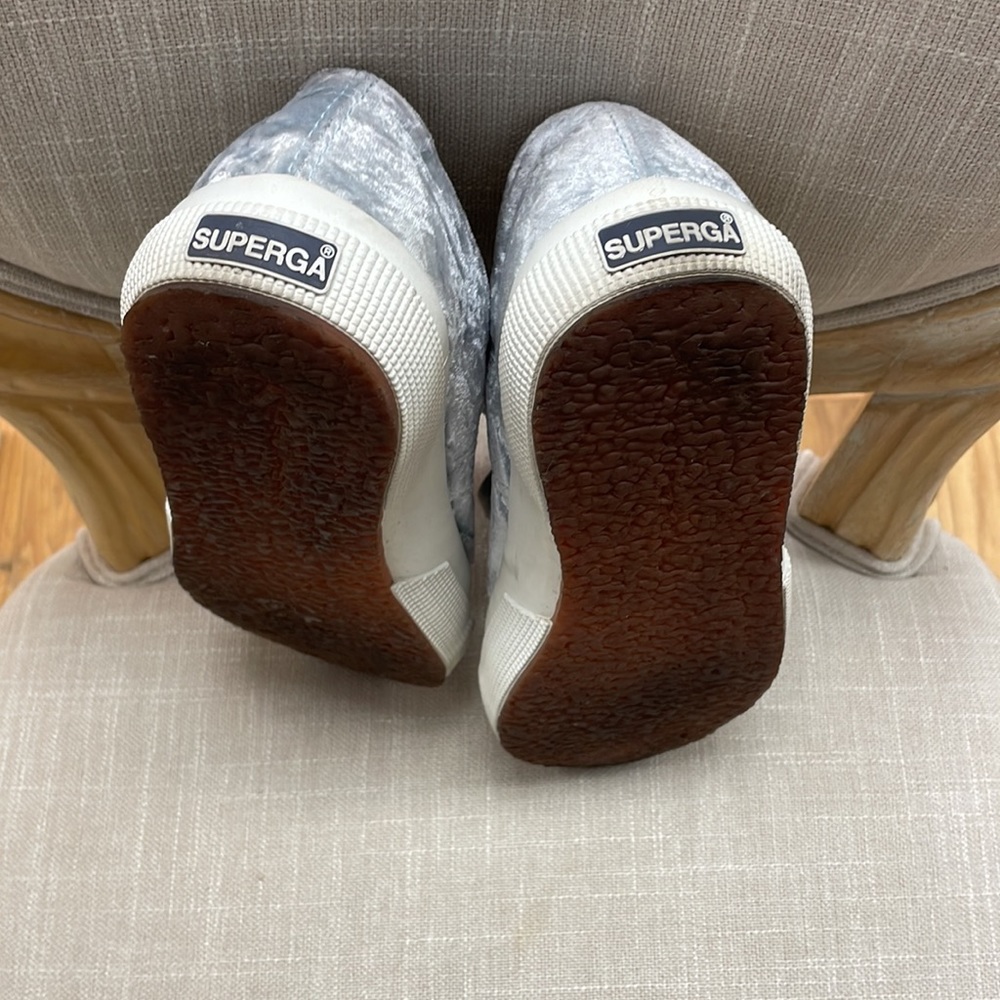 Superga Crushed Baby Blue Velvet Sneaker - Picture 5 of 7